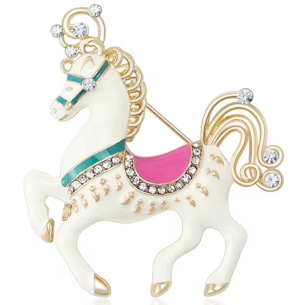 Chic Horse Brooch with Rhinestones Choice Of 3 Colors